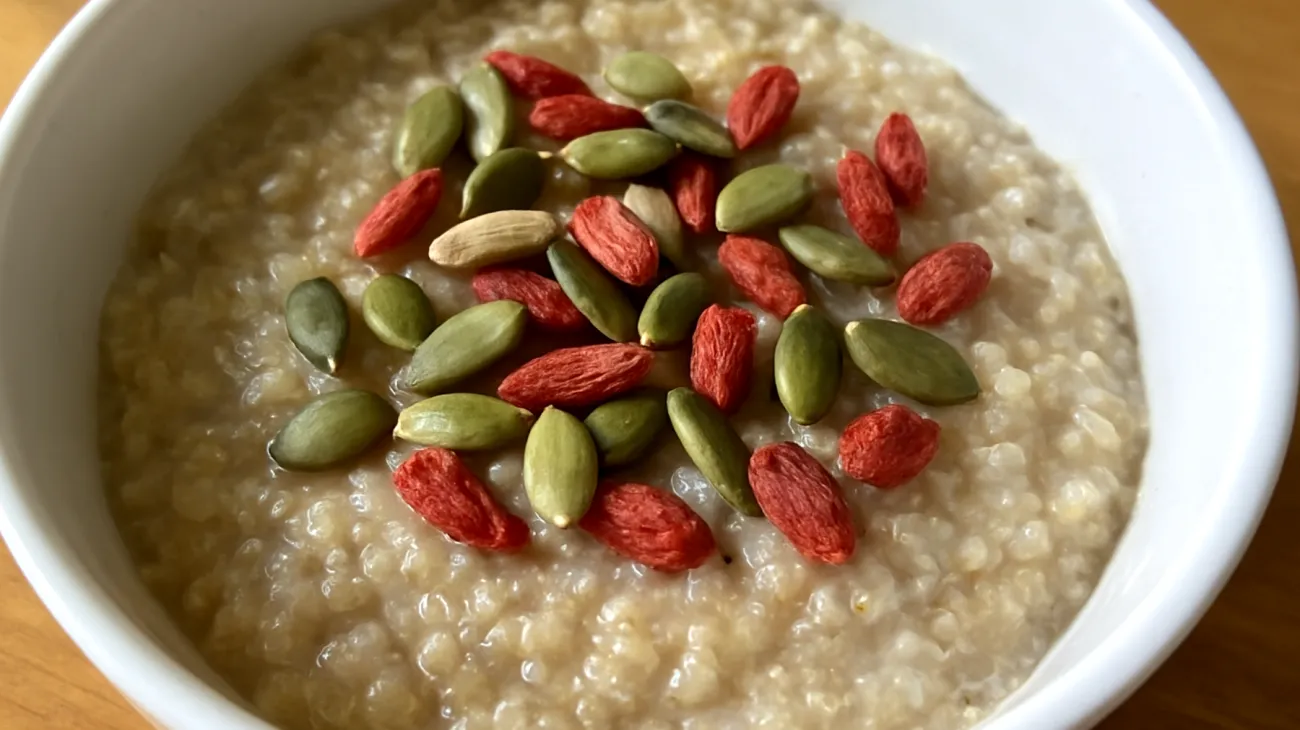 Porridge di quinoa con semi di zucca e bacche di goji"