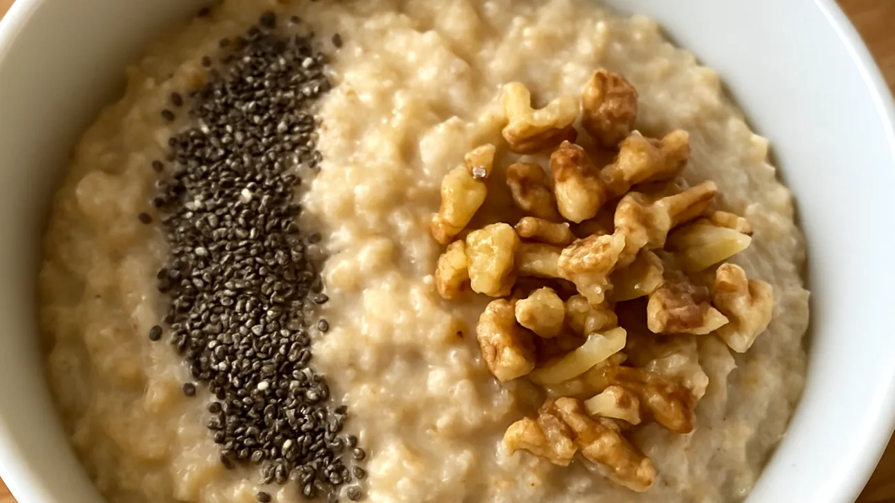Porridge di avena con semi di chia e noci"
