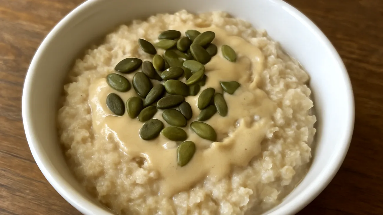 Porridge di avena con semi di zucca e tahini"