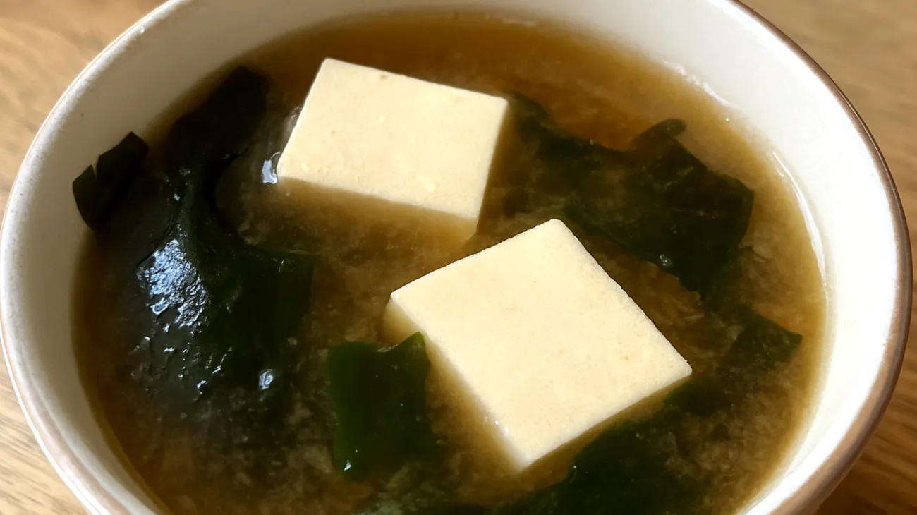 Zuppa di miso con tofu e wakame"